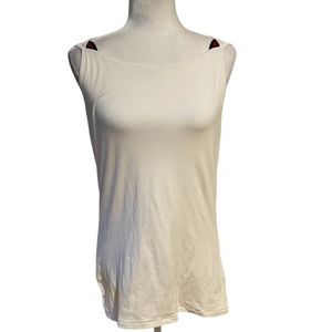 Gucci Sleeveless White Cutout T-shirt with Iconic Ribbon Accents XL